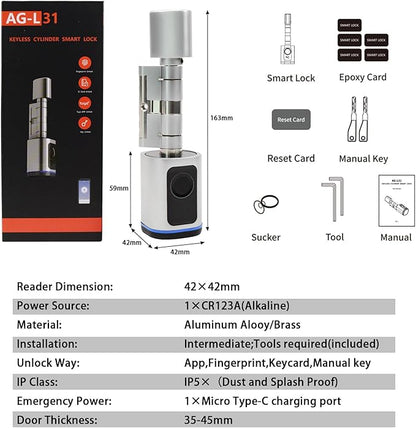 Intelligent Door Locks Fingerprint IC Card Key Cell Phone Application Household Intelligent Electronic Locks Applicable to Wooden Iron Security Door