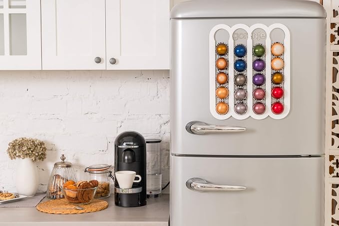 Demi's Home Magnetic Coffee Pod Holder for Nespresso Vertuo Capsules - Suitable to be Mounted on the Fridge (White)