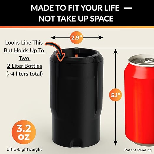 Trash Trapper Car Trash Can Cup Holder | Mini Car Trash Can | Fits in Most Doors | 5.1" x 2.9" | Traps More & Empties Less, Patent-Pending Compaction, Holds Weeks of Small Garbage, Black/Grey, 2-Pack