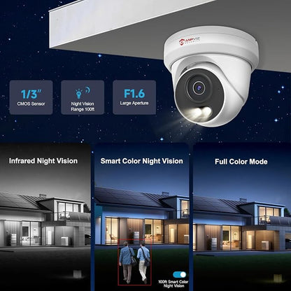 Anpviz 8CH PoE Security Camera System, 4X 5MP Turret Cams, 6MP NVR (No HDD)
