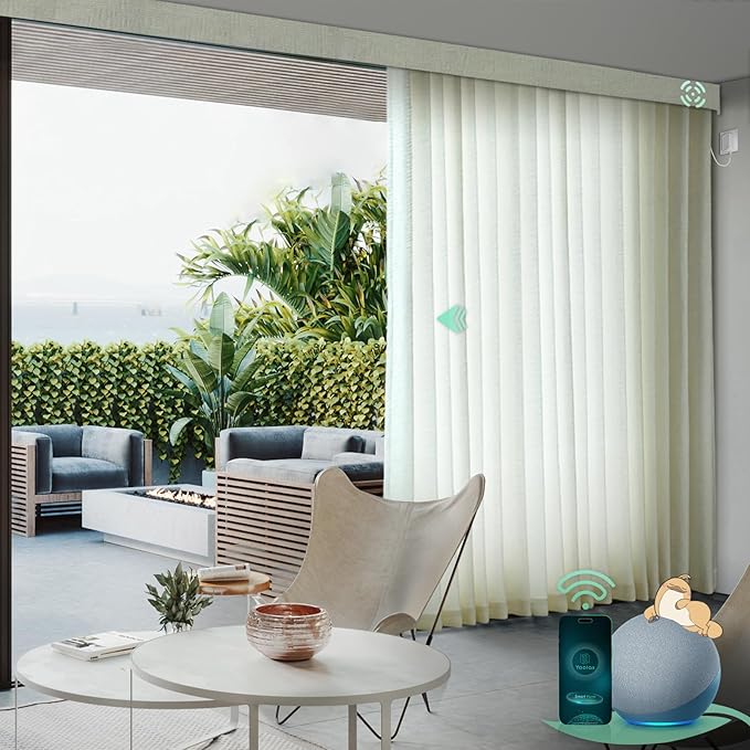 Yoolax Motorized Curtains with Remote, Blackout Curtains with Voice Control, Smart Retractable Shades for Living Room, Bedroom, Compatible with Alexa Google Home, APP Control, Custom Size, White