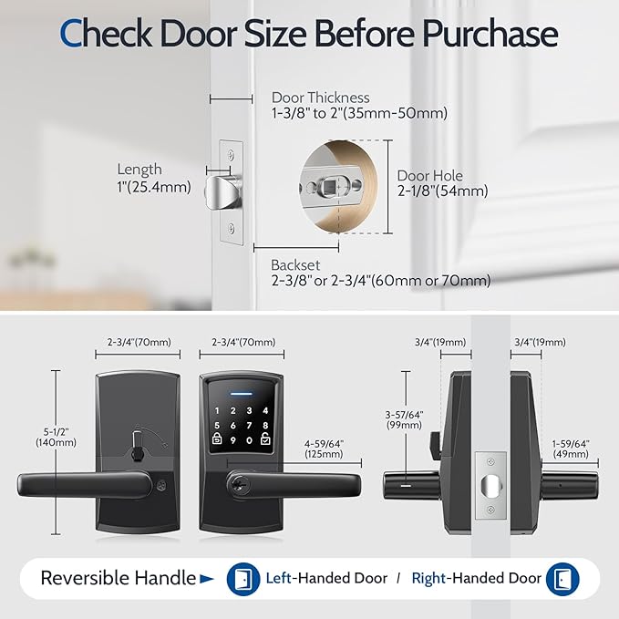 Keypad Door Lock with Handle, Keyless Entry Digital Code for Front Door