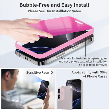 for iPhone 16 Pro Max Privacy Screen Protector 6.9 inch Gradient Colorful 16 ProMax Tempered Glass 28° Anti-Spy Private Anti Blue Light Full Coverage Anti-Scratch HD Easy Install Frame 2 Pack
