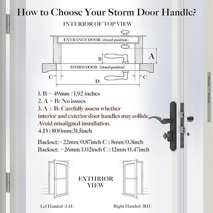 House Guard Storm Door Handle Replacement with Lock, Fits Storm & Screen Doors, for 1.1–1.97 Inch Thick Doors, 0.87 Inch & 1.02 Inch Backset, 2.5 Inch Center-to-Center Spacing (Oil Rubbed Bronze)