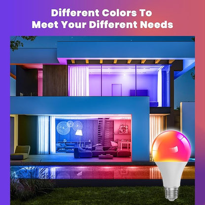Color Changing Light Bulb with Remote,9W A19 E27 Cool White 6500K 450LM Dimmable Multicolor LED Light Bulb,Memory Function,16 Color RGB Light Bulbs for Bedroom Indoor Party(1Pack)