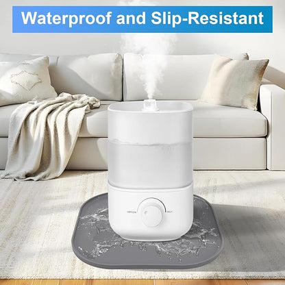 Silicone Humidifiers Drip Tray for LEVOIT, Dreo, ASAKUKI, Homvana Humidifiers, 10''x10'' Non-Slip & Leak-Proof Silicone Mat, Prevent Water Leakage and Protect Floor Surface (Grey)