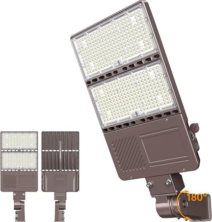LED Parking Lot Light 320W 256W 192W Adjustable UL Listed 5000K LED Street Flood Light with Photocell, IP65 Waterproof Commercial Shoebox Area Lights Slip Fit for Parking Lot, Roadway, AC100-277V