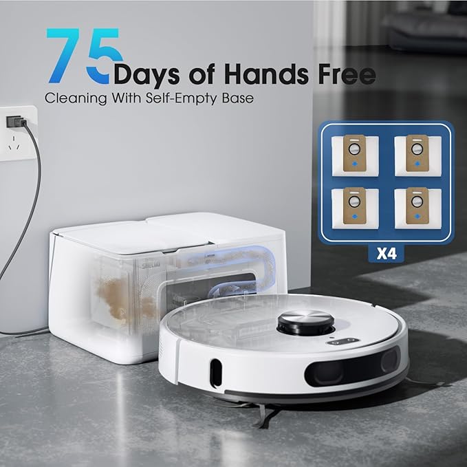 Robot Vacuum and Mop Combo, Mapping Robotic Vacuums Cleaner with 75 Days Self-Emptying, LiDAR Navigation Smart & Strong Suction, WiFi/App/Alexa/Voice Control, Quiet for Home Pet Hair Hard Floor Carpet