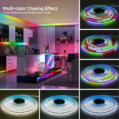 BTF-LIGHTING 32.8FT WS2814 Smart IC RGBW 3000K DC12V COB LED Strip Light | UL Listed 768LEDs/m High Density Color Chasing Uniform Light 10mm Width for Home Party DIY Lighting(No Adapter or Controller)