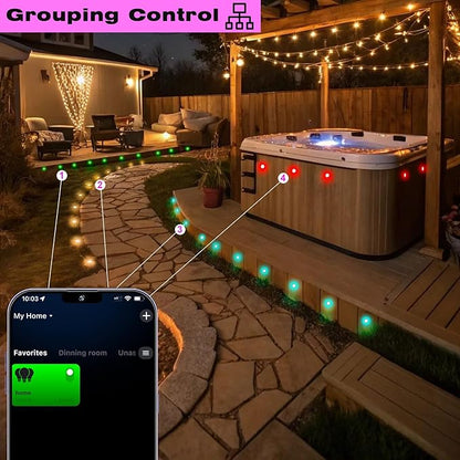 Sumaote LED Deck Lights Kit Black Shell 50 pcs 1.22 Inch WiFi Smart Phone Control Low Voltage Recessed RGBW Deck Lamp Landscape In-ground Lighting Waterproof Outdoor Yard Path Stair Decor