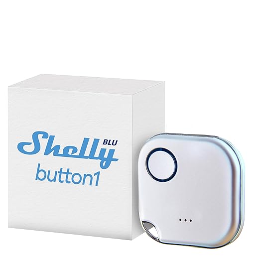 Shelly BLU Button1 White | Bluetooth-Operated Action and Scenes Activation Button | Home Automation | iOS Android App | No Hub Required | Long Battery Life | LED Indication | Buzzer | Broad Range
