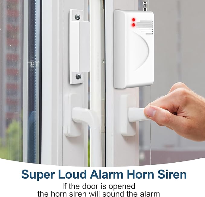 WiFi Alarm Home Security System, Wireless Alarm System with Loud 120dB Window Door Alarms Sensor, Remote Control WiFi Siren for Shed Garage