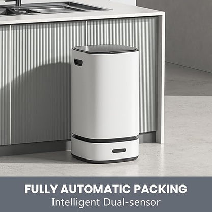 ELPHECO Self-Bagging Automatic Trash Can Stainless Steel 4 Gallon Sensor Trash Bin, Self-Sealing Dustbin, 15 Liter Garbage Can, Large Touchless Metal Trash Can for Home, Hotel, Office, Silver