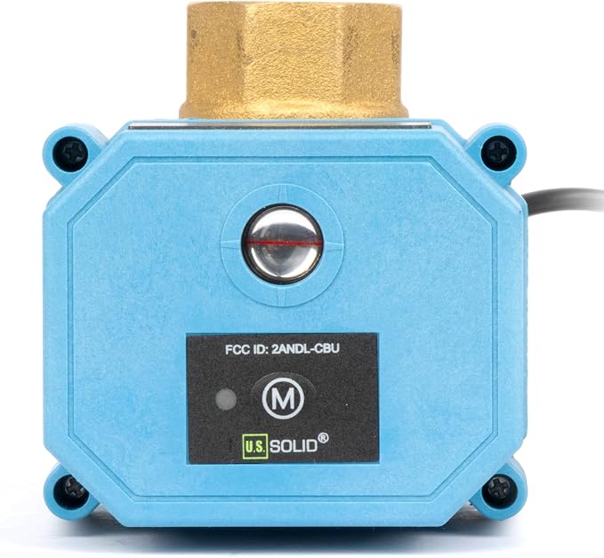U.S. Solid WiFi Smart Motorized Ball Valve 3/4 inch NPT for Water Control & Irrigation, 2 Way Brass Electric Valve, USB Powered, LED Status Indicator, Flow Direction Window, Remote On/Off Control