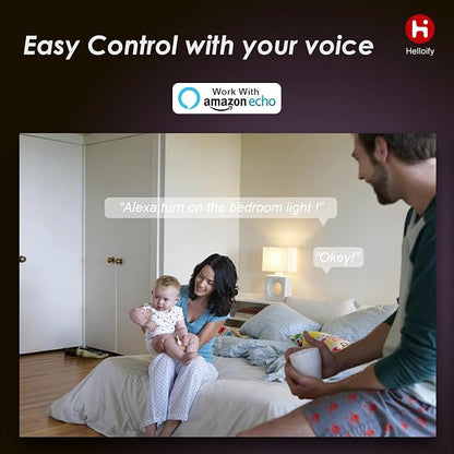 helloify BR30 Smart WiFi LED Light Bulbs, RGBCW Multi-Color Changing, Warm to Cool White Dimmable, Compatible with Alexa & Google Home (No Hub), 60W Equivalent E26, RGB+2700K-6500K, 2 Count