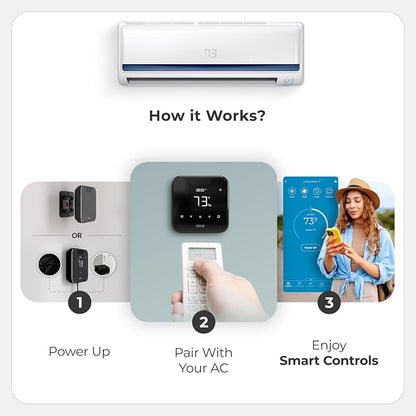 Breez Max Smart WiFi Thermostat for Mini-Split, Window, Portable AC (Black)