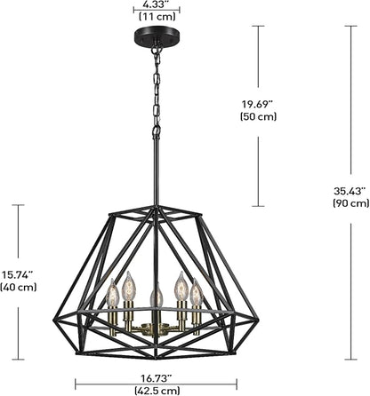 Globe Electric 65435 Sansa Chandeliers, Matte Black, Gold Accent Socket, Bulb Not Included
