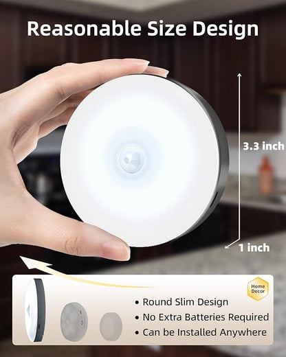EZVALO Under Cabinet Lighting, 1000mAh Rechargeable Puck Lights with Remote, 3 Color Temps & 12 RGB Motion Sensor Closet Lights, Dimmable Under Cabinet Lights for Kitchen, Cabinets, Closet (3 Packs)