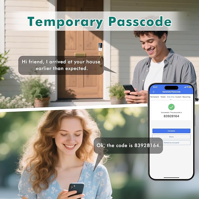 Biometric Smart Lock Deadbolt, Keyless Entry Door Lock with App Control & Remote Code Generation, Electronic Fingerprint Keypad for Home, Airbnb & Bedroom, Auto-Lock, Anti-Peep(Silver)