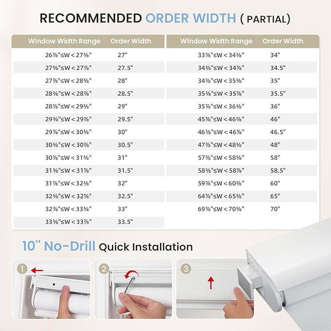 Grandekor No-Drill No Tools Motorized Blinds with Remote | 30x72 White Electric Blackout Smart Roller Shade/APP/Voice Control-for Home Office, Living Room