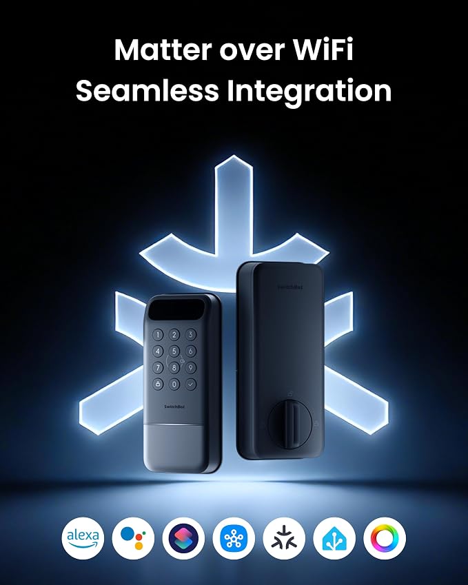 SwitchBot Lock Vision, 3D Face Recognition Smart Lock, Hands-Free Keyless Entry Deadbolt, DualPower 12-Month Battery, WiFi No Hub Required, Matter Over WiFi, Works with Apple Home, Alexa, Google