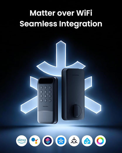 SwitchBot Lock Vision, 3D Face Recognition Smart Lock, Hands-Free Keyless Entry Deadbolt, DualPower 12-Month Battery, WiFi No Hub Required, Matter Over WiFi, Works with Apple Home, Alexa, Google