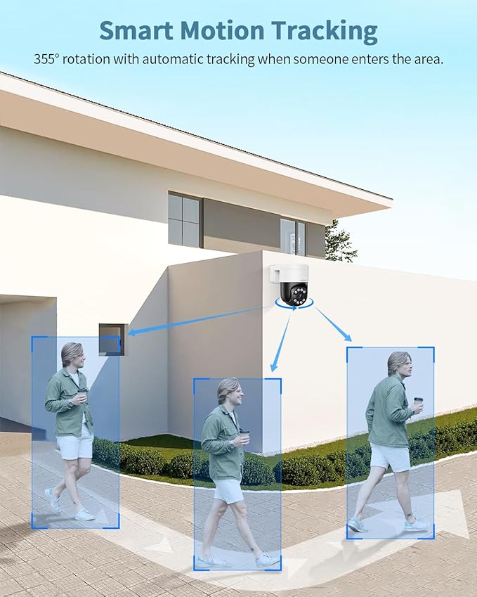 《4K/8.0 Megapixel & Smart Auto Tracking》Wired PTZ Security Camera System, 4K POE Cameras Systems for Home Video Surveillance DVR Kits