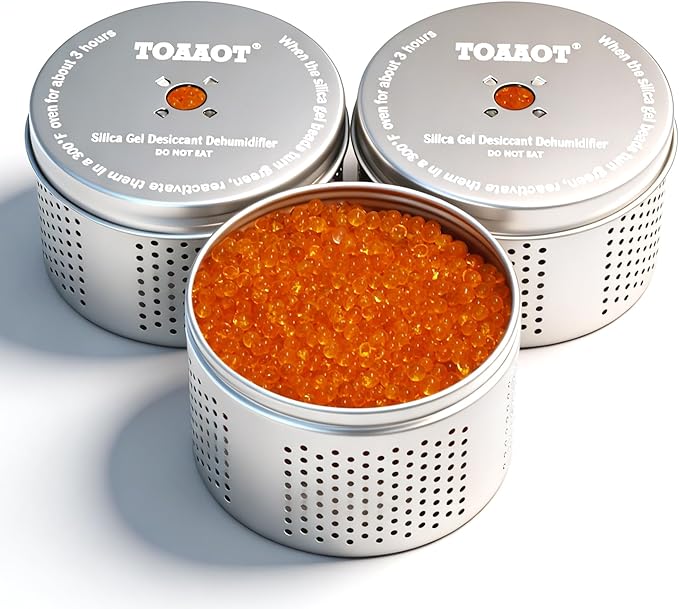 Gun Safe Dehumidifier, Moisture Absorber, 200g Small Silica Gel Desiccant Canister for Gun Cabinets & Safes, Aluminum Shell, Reusable