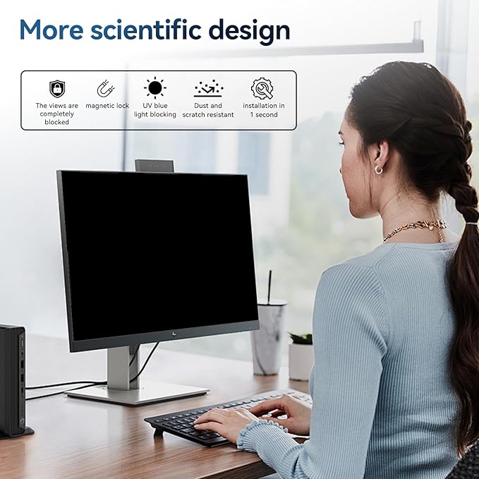 [2-Pack] 24 Inch Magnetic Computer Privacy Screen Filter for 16:9 Widescreen Monitor, Removable Eye Protection Anti Glare Blue Light Filter Privacy Shield, Anti Spy Screen Protector Film 24 in