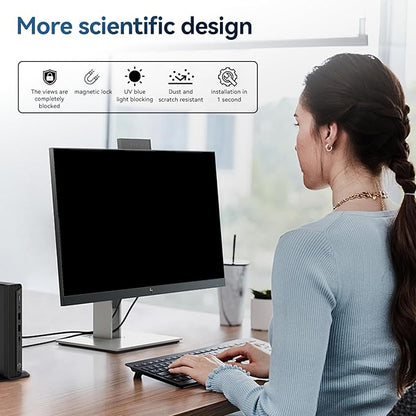 [2-Pack] 27 Inch Magnetic Computer Privacy Screen Filter for 16:9 Widescreen Monitor, Removable Eye Protection Anti Glare Blue Light Filter Privacy Shield, Anti Spy Screen Protector Film 27 in