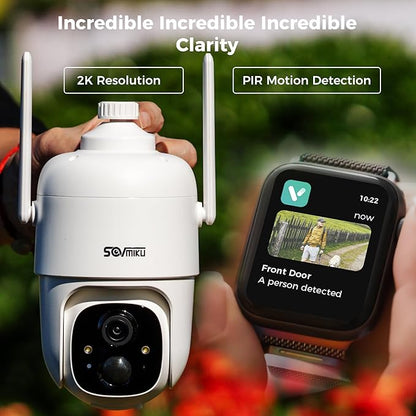 Vicohome 3CQ1 AI 2K Solar Security Camera Wireless Outdoor, Battery Powered,Two Way Audio,Motion Detection, 360° View,Easy to Setup,Color Night Vision,Audible Flashlight Siren,180 Days Exchange Policy
