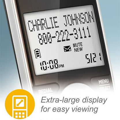 AT&T CL83407 DECT 6.0 4-Handset Cordless Phone with Dual Keypad Base, Smart Call Blocker, Caller ID Announcer, Answering Machine, Intercom & Long Range - Silver/Black