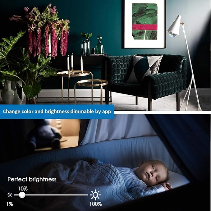 Smart Light Bulb with Bluetooth Speaker 7W 350lm 2700-6500k E27 Controlled RGB Multi Color Adjustable and Dimmable by Wireless APP Music Speaker and Bulb 2 in 1 Mood Lighting