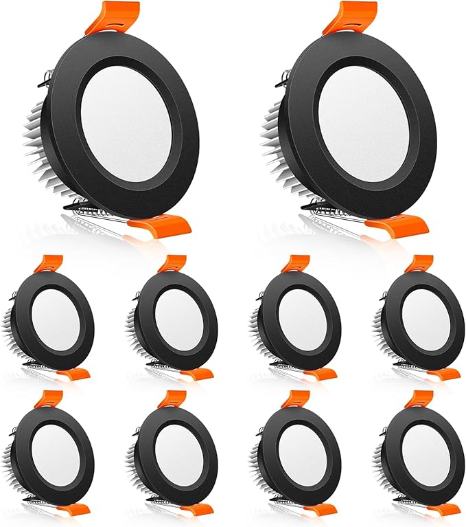 2 Inch LED Downlight, 3W Recessed Lighting Dimmable Ceiling Light Kit, 4000K Natural White, CRI80 Black LED Can Lights with Driver(35W Halogen Equivalent), 10 Pack