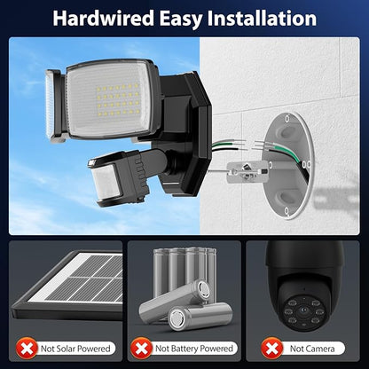 Onforu 32W 2 Head Motion Sensor Outdoor Lights, 3200LM 6500K Hardwired LED Security Light, Dusk to Dawn, Motion Detector Light for Outside, 2 Pack IP65 Waterproof Flood Lights for Garage, Yard(Black)