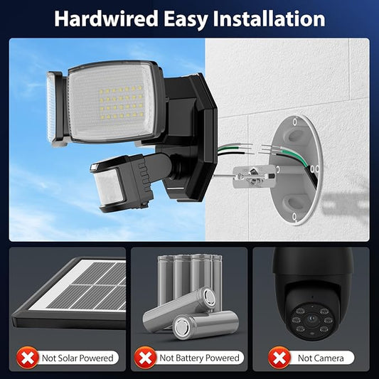 Onforu 32W 2 Head Motion Sensor Outdoor Lights, 3200LM 6500K LED Security Light Hardwired, Dusk to Dawn, Motion Detector Light for Outside, IP65 Waterproof Flood Lights for Garage, Yard(Black)