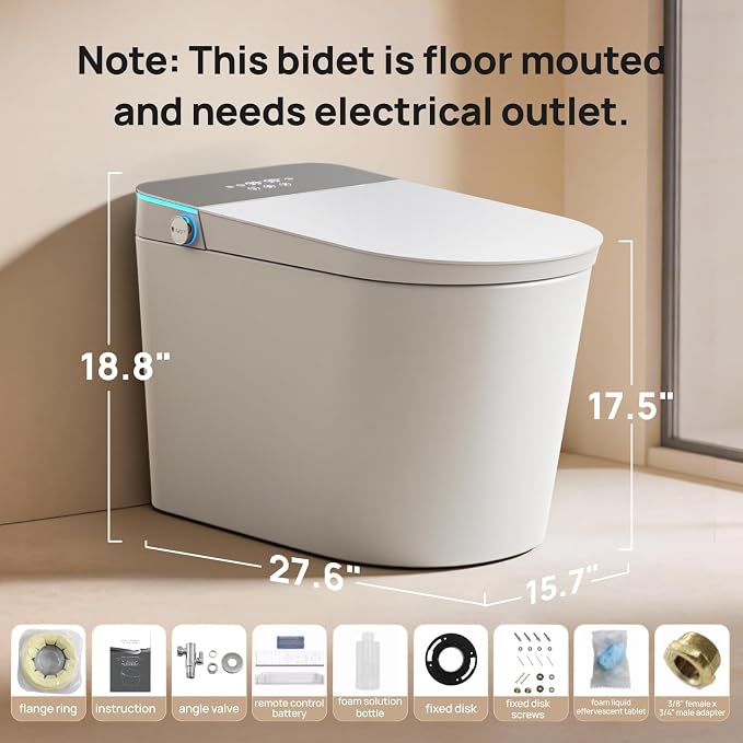 Smart Toilet with Bidet Built-in: Super Gentle Wash Bidet Toilet with Dryer