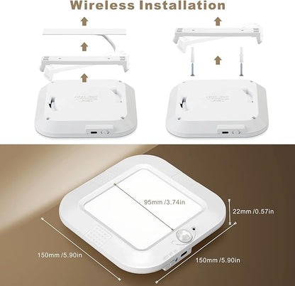 Rechargeable Motion Sensor Ceiling Light, 220LM 6000K Closet Light with USB Cable, 2000mAh Wireless LED Light for Stairway, Hallway, Pantry, Shower, Shed