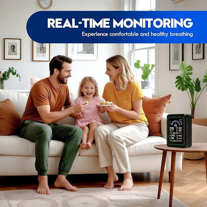 10 in 1 Indoor Air Quality Monitor, Portable Smartair Air Quality Tester, Portable air Quality Monitor Indoor,with AQI,Fit for Home Cars Office School and Nursery(Black)
