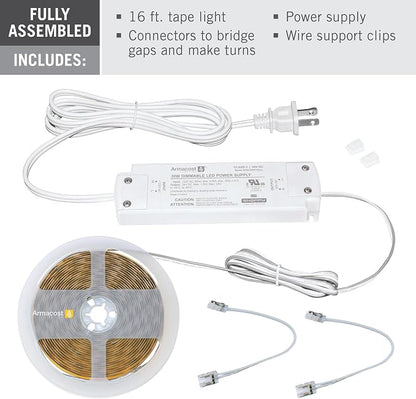 Armacost Lighting RibbonFlex LUX AC Dimmable White COB LED Strip Light Kit Soft White 3000K 421570