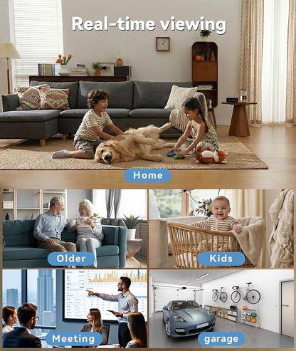 1080P HD Wireless WiFi Indoor Camera Smoke Detector for Home Security with App Control & Motion Detection,Outdoor Camera with Night Vision & Loop Recording for Office/Garage/Shop,Easy to Use & Install