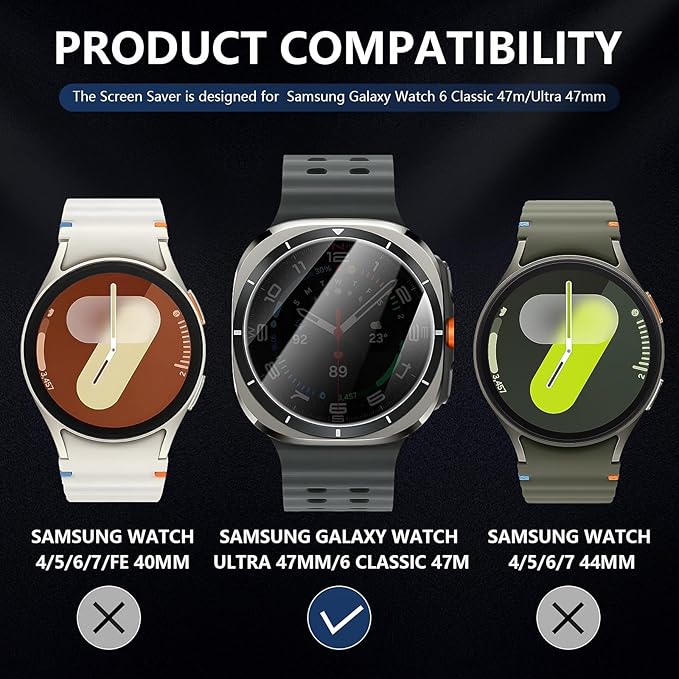 Suoman 4-Pack for Samsung Galaxy Watch 6 Classic 47mm Privacy Screen Protector, [Anti-peeping] 9H Hardness Ultra-thin Tempered Glass Screen Protective Film