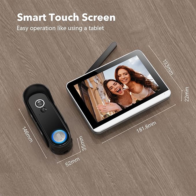Video Doorbell Camera with Monitor Wireless Door Bell Phone Intercom System with 7" Touch Screen WiFi 1080P, Motion Detection, Night Vision, 2 Way Talk, No Subscription, Tuya App Control