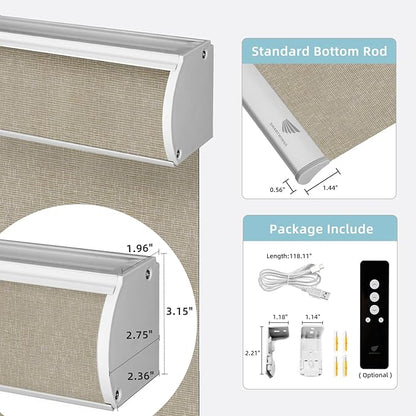 SmartWings Motorized Smart Blinds for Windows in Light Filtering, Electric Remote Roller Shades Compatible with Alexa/Google Home/Homekit, Custom Up to 110”W x 148”H, Safari Translucent Biscuit