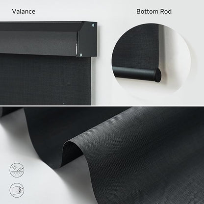 Motorized Light Filtering Roller Shades with Remote Control, Electric Smart Shades Compatible with Alexa and Google, Rechargeable, Customizable Size (fireproofing Black)