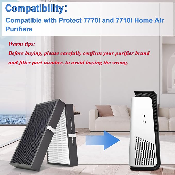 REEPLAR 7700 Smart Filter Replacement Compatible with Blueair protect 7770i and 7710i Air Purifiers, Filters Airborne Pollen, Dust, Pet Dander, Cooking Odors etc.