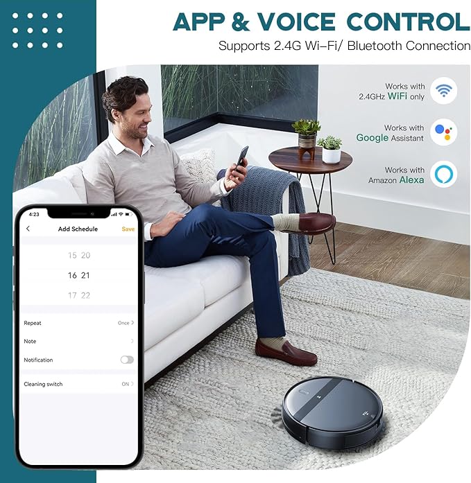 Kilgone Robot Vacuum Cleaner, Set Schedule, Automatic-Recharge, Quiet,Slim, Robotic Vacuum Tangle-Free, Ideal for Pet Hair/Carpet/Hard Floor