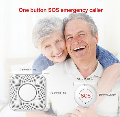 XUK Wireless Nursing Call System for Elderly Monitoring Includes 1 SOS Call Button and 1 Receiver Nurse Call Alarm Home Elderly Call Button with 500+ FT Reception Range Suitable for Seniors/Patients