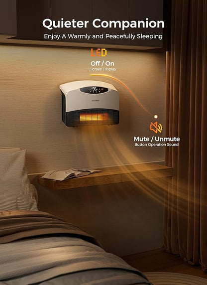 GiveBest Smart Wall Heater, 1500W Electric PTC Space Heaters for Indoor Use, Adjustable Thermostat, Remote Control, Compatible with Alexa, 24H Timer Heat for Bedroom Office Home Garage RV