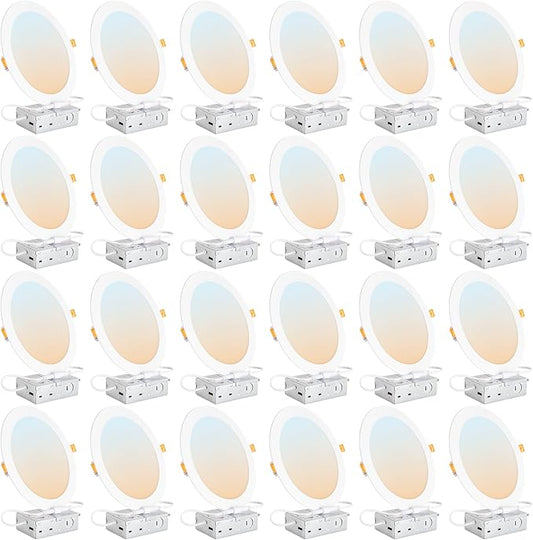 DLLT LED Recessed Ceiling Light: 24 Pack 8 Inch Black Recessed Lighting